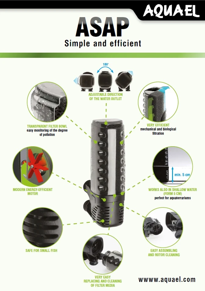 AQUAEL Asap 300 Filtre Interne 300 L/h Pour Aquarium Et Aquaterrarium Jusqu'à 100L 4 AQUAEL Asap 300 Filtre Interne 300 L/h Pour Aquarium Et Aquaterrarium Jusqu'à 100L – Image 2
