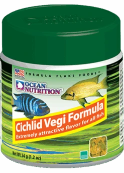 OCEAN NUTRITION Cichlid Vegi Flocons 34 Gr. Nourriture Pour Cichlidés Africains Et Autres Poissons D'eau Douce Végétariens