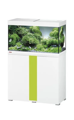 EHEIM Vivaline LED 126 L Ensemble Aquarium 80 Cm Avec Meuble Blanc, éclairage LEDs, Chauffage Et Filtre Interne BioPower 160 -Poissons Aquariums Magasin 160920010933