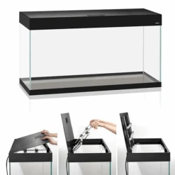 AQUAEL Opti Set 200 Noir Aquarium 101 Cm Et 200 L De Volume Avec Verre Optique Et éclairage Leds -Poissons Aquariums Magasin aquael opti set 200 noir aquarium 101 cm et 200 l de volume avec verre optique et eclairage leds 1