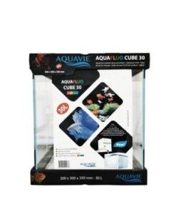 AQUAVIE AquaFluo Cube 30 L Aquarium Nu Dimensions 30 X 30 X 35 Cm Avec Silicone Fluorescent Bleu