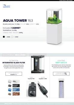 AQUATLANTIS Aqua Tower 163 LED Noir Aquarium équipé 164 L Avec Meuble Une Porte - Dimension : 49,9 X 50,1 X 65,4 Cm -Poissons Aquariums Magasin aquatlantis aqua tower 163 informations techniques page 0001 1