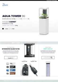 AQUATLANTIS Aqua Tower 96 LED Blanc Aquarium équipé 97 L Avec Meuble Une Porte - Dimension : 39,9 X 40,1 X 60,7 Cm -Poissons Aquariums Magasin aquatlantis aqua tower 96 led aquarium equipe 97 l avec meuble une porte dimension 39 9 x 40 1 x 60 7 cm page 0001 1