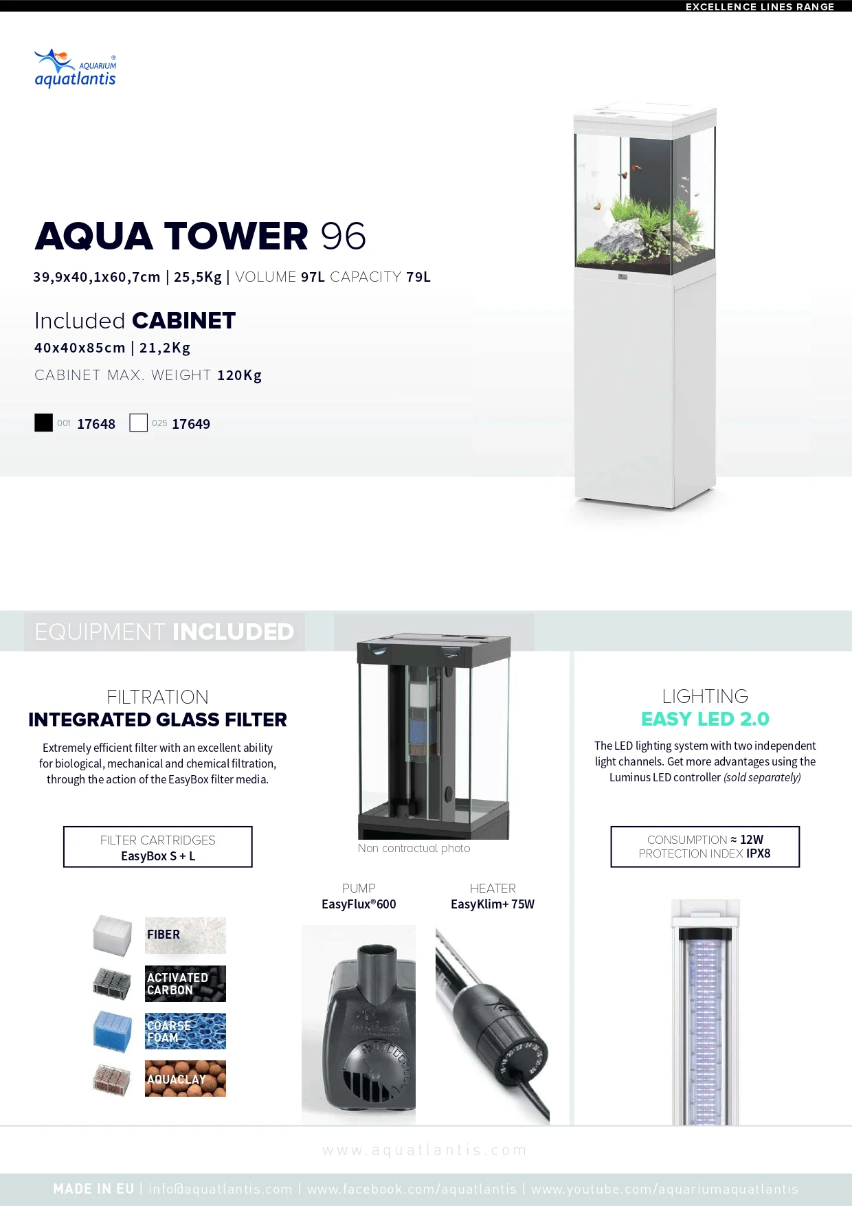 AQUATLANTIS Aqua Tower 96 LED Noir Aquarium équipé 97 L Avec Meuble Une Porte - Dimension : 39,9 X 40,1 X 60,7 Cm 8 AQUATLANTIS Aqua Tower 96 LED Noir Aquarium équipé 97 L Avec Meuble Une Porte - Dimension : 39,9 X 40,1 X 60,7 Cm – Image 6