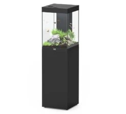 AQUATLANTIS Aqua Tower 96 LED Noir Aquarium équipé 97 L Avec Meuble Une Porte - Dimension : 39,9 X 40,1 X 60,7 Cm