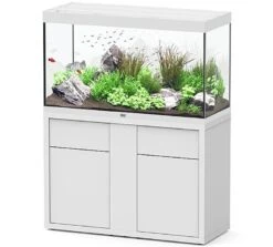 AQUATLANTIS Combinaison Sublime Pro LED 2.0 120 X 50 X 70 Cm Blanc Haute Brillance Aquarium 400 L Avec Meuble