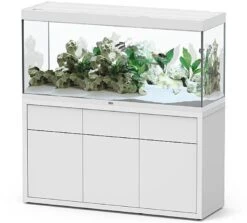 AQUATLANTIS Combinaison Sublime Pro LED 2.0 150 X 50 X 70 Cm Blanc Haute Brillance Aquarium 501 L Avec Meuble