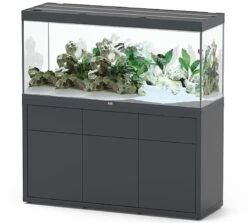 AQUATLANTIS Combinaison Sublime Pro LED 2.0 150 X 50 X 70 Cm Gris Anthracite Brillant Aquarium 501 L Avec Meuble