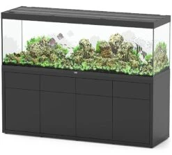 AQUATLANTIS Combinaison Sublime Pro LED 2.0 200 X 60 X 75 Cm Noir Haute Brillance Aquarium 816 L Avec Meuble
