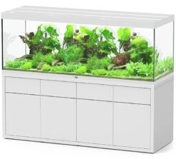 AQUATLANTIS Combinaison Sublime Pro LED 2.0 200 X 70 X 75 Cm Blanc Haute Brillance Aquarium 1016 L Avec Meuble