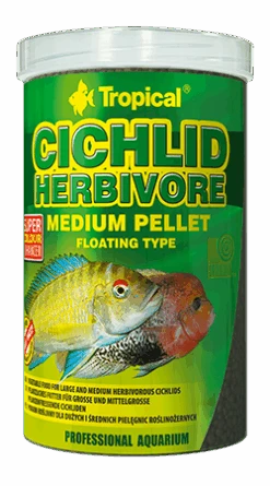 TROPICAL Cichlid Herbivore Medium Pellet 5L Nourriture Végétale Avec Spirulina Pour Cichlidés Herbivore De Moyenne Et Grande Taille