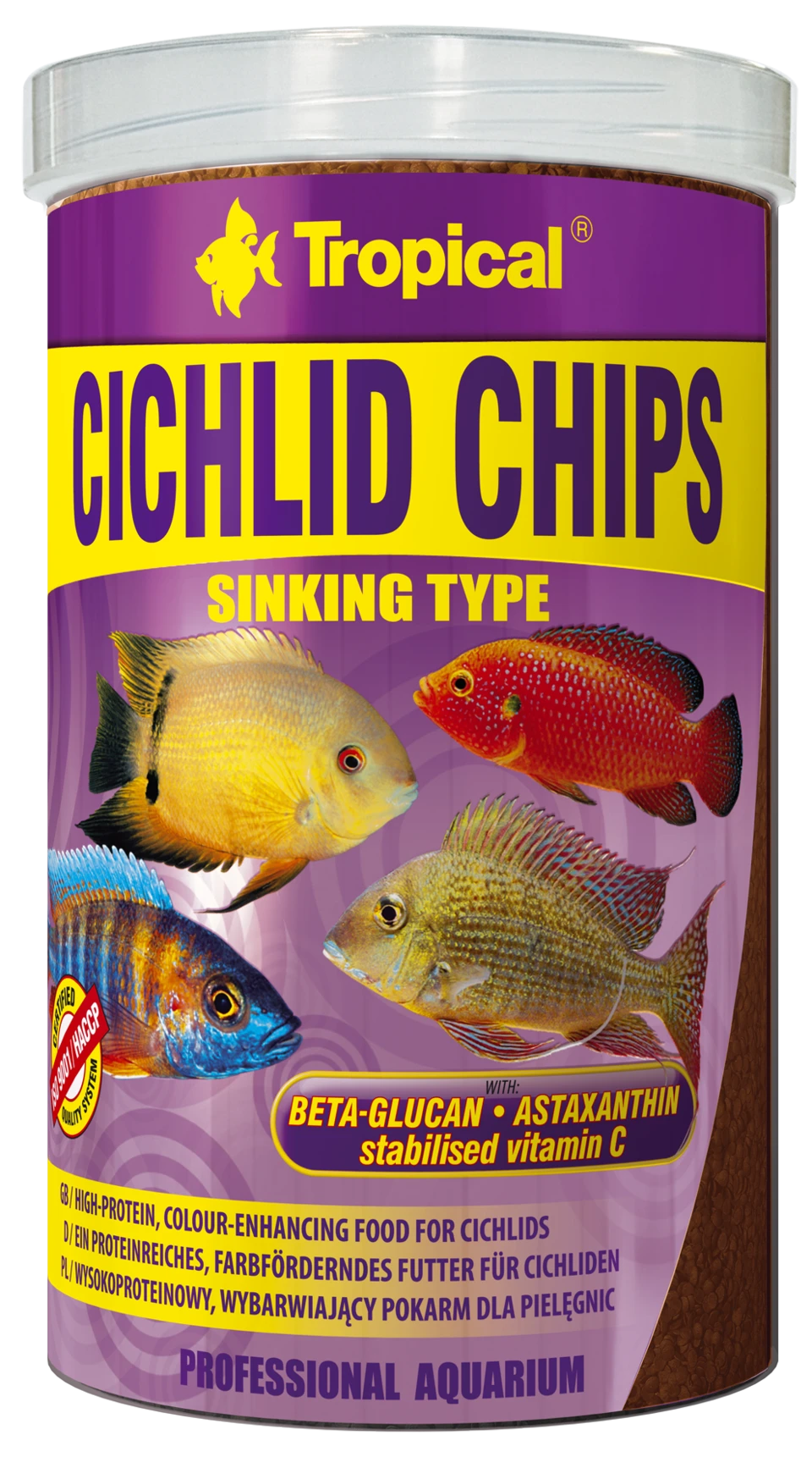 TROPICAL Cichlid Chips 250ml Nourriture Rehaussant La Couleur Pour Cichlides 3 TROPICAL Cichlid Chips 250ml Nourriture Rehaussant La Couleur Pour Cichlides