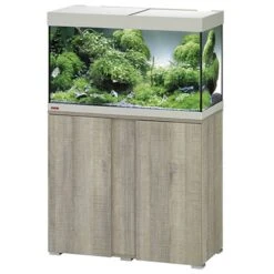 EHEIM Vivaline LED 126 L Ensemble Aquarium 80 Cm Avec Meuble Chêne Gris, éclairage LEDs, Chauffage Et Filtre Interne BioPower 160