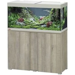 EHEIM Vivaline LED 180 L Ensemble Aquarium 100 Cm Avec Meuble Chêne Gris, éclairage LEDs, Chauffage Et Filtre Interne BioPower 200