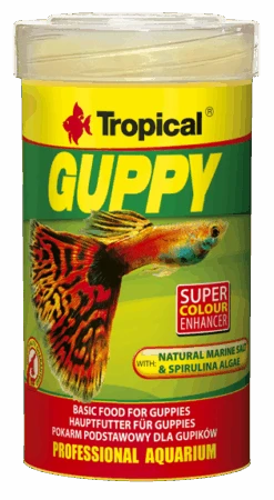 TROPICAL Guppy 100ml Nourriture De Base Pour Guppies, Avec Sel Marin