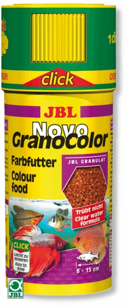 JBL NovoGranoColor Click 250 Ml Granulés Pour Petits Poissons D'aquarium D'ornement Avec Doseur