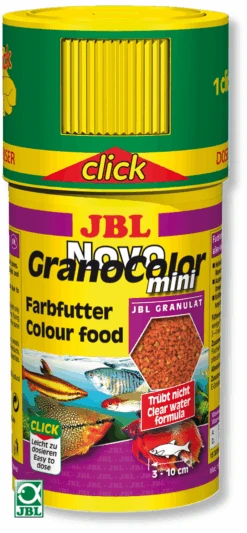 JBL NovoGranoColor Mini Click 100 Ml Mini Granulés Pour Petits Poissons D'aquarium Avec Doseur