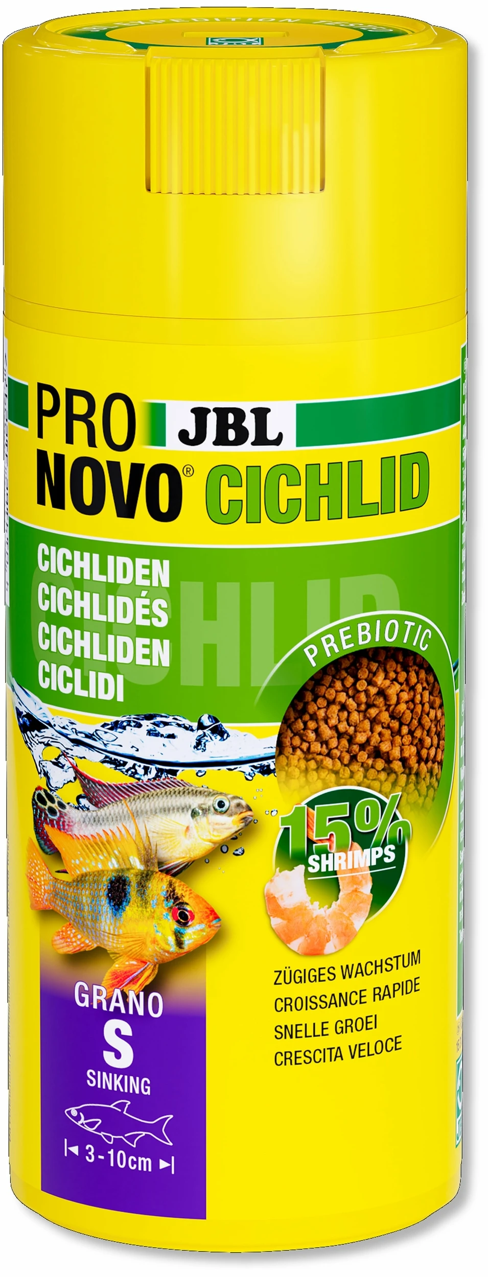 JBL ProNovo Cichlid Grano S 250 Ml Click Nourriture En Granulés Pour Petits Cichlidés De 3 à 10 Cm 3 JBL ProNovo Cichlid Grano S 250 Ml Click Nourriture En Granulés Pour Petits Cichlidés De 3 à 10 Cm