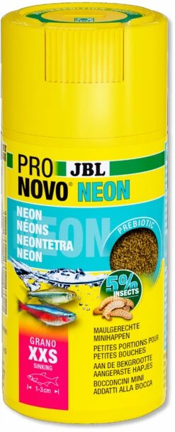 JBL ProNovo Neon Grano XXS 100 Ml Click Nourriture En Granulés Pour Néons Et Autres Petits Characins De 1 à 3 Cm