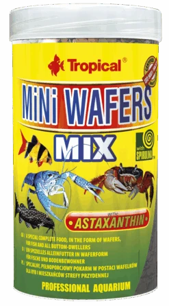 TROPICAL Mini Wafers Mix 100ml Pastilles Descendantes Avec Spirulina Pour Crustacés Et Poissons De Fond