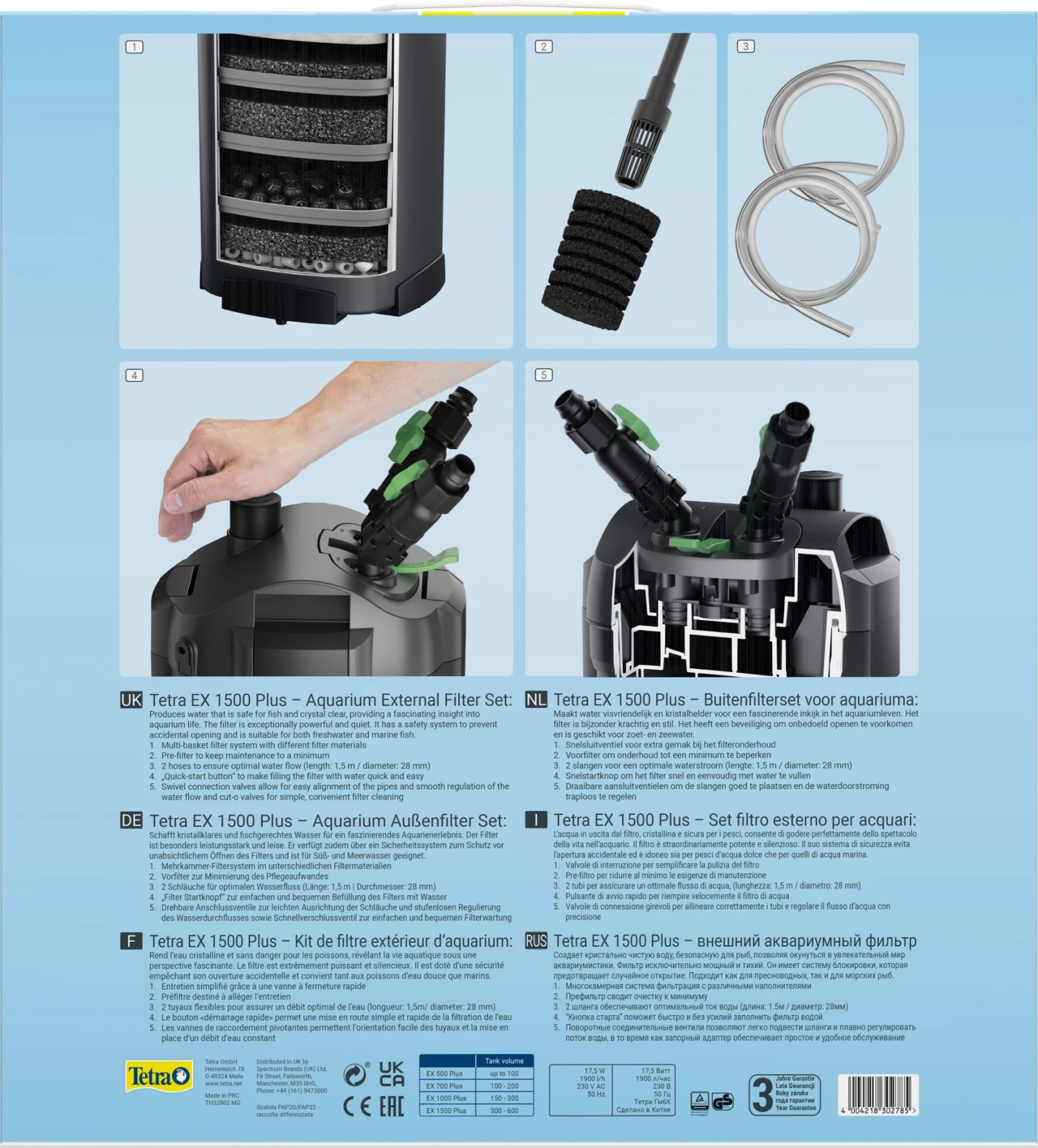 TETRA EX 1500 Plus Filtre Externe 1900 L/h Performant Et Prêt à L'emploi Pour Aquarium De 300 à 600 L 6 TETRA EX 1500 Plus Filtre Externe 1900 L/h Performant Et Prêt à L'emploi Pour Aquarium De 300 à 600 L – Image 4