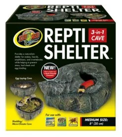 ZOOMED Repti Shelter MED 20 Cm Grotte 3 En 1 Pour Lézards Et Autres Reptiles